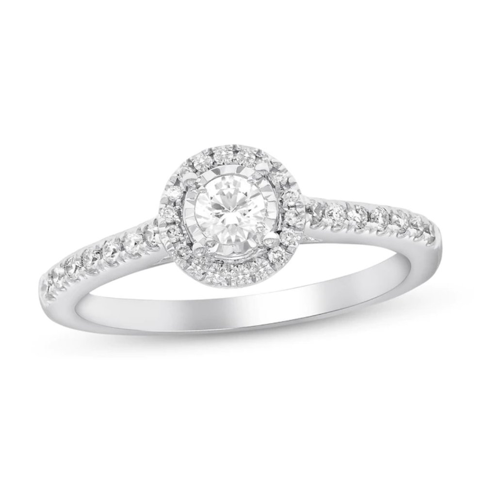 Diamond Engagement Ring 1/3 ct tw Round-cut 10K White Gold